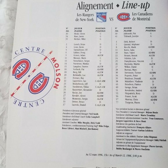 Montreal Canadiens Inaugural Game Program 1996 - Picture 2 of 2
